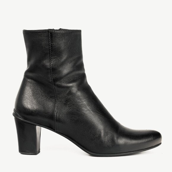 Prada Black Leather Almond-Toe Ankle Boots - Picture 1 of 10